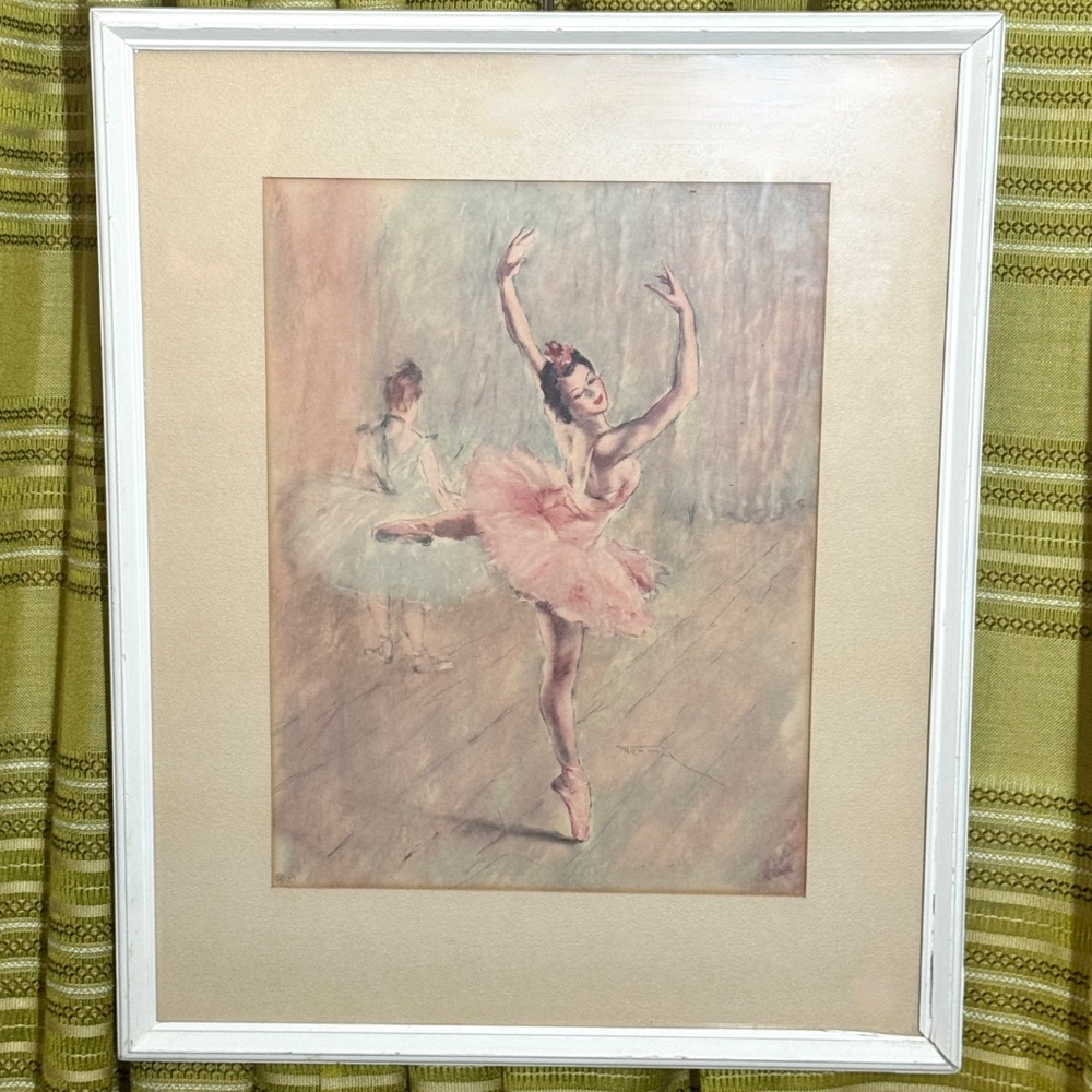 Vintage Mid Century Ballerina Litho, 1960s print from Pal Fried, framed